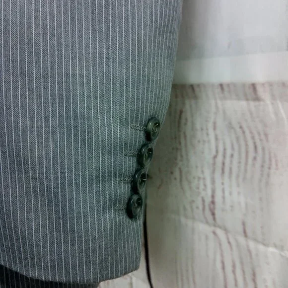 Merona 44R Gray Pinstripe Suit Blazer Sports Coat - Picture 3 of 8